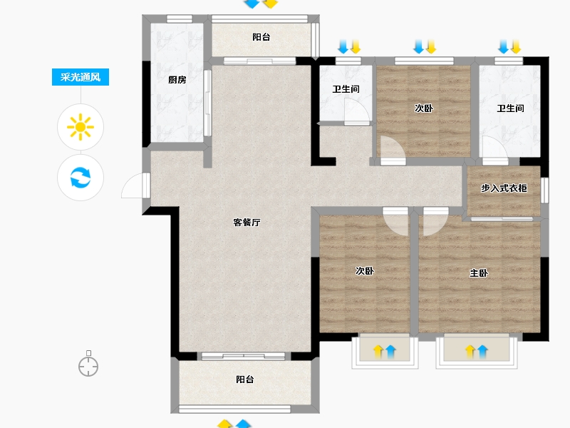 河南省-洛阳市-现代森林国际城-102.27-户型库-采光通风