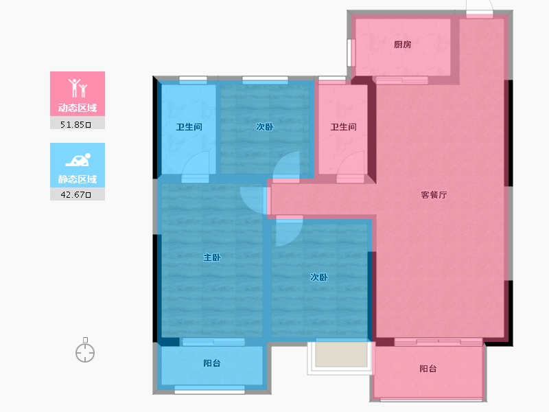 湖北省-黄冈市-红安东城国际-83.91-户型库-动静分区