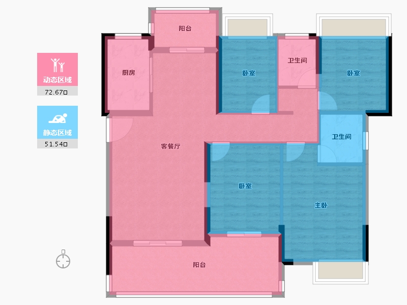 湖北省-荆门市-洋丰·凤凰香醍-112.05-户型库-动静分区