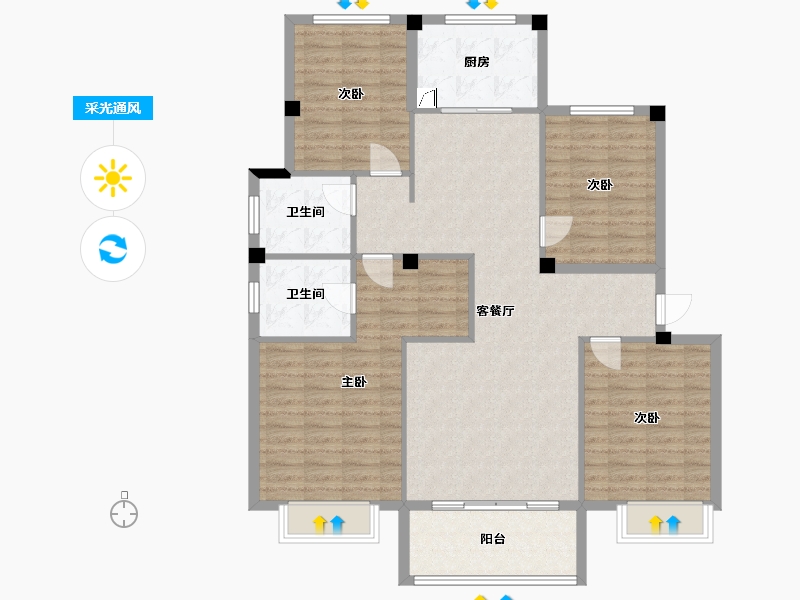 湖南省-岳阳市-祥生金麟府-119.00-户型库-采光通风