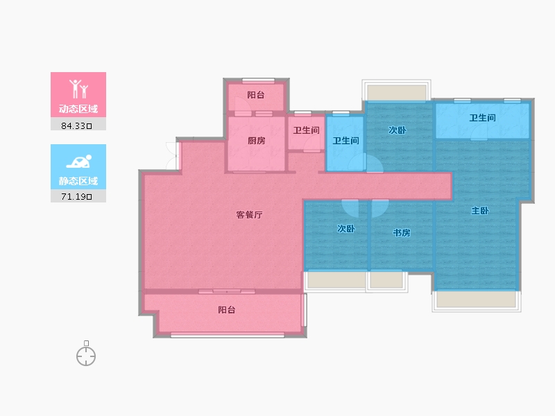 湖南省-衡阳市-胜邦御景东方-142.25-户型库-动静分区