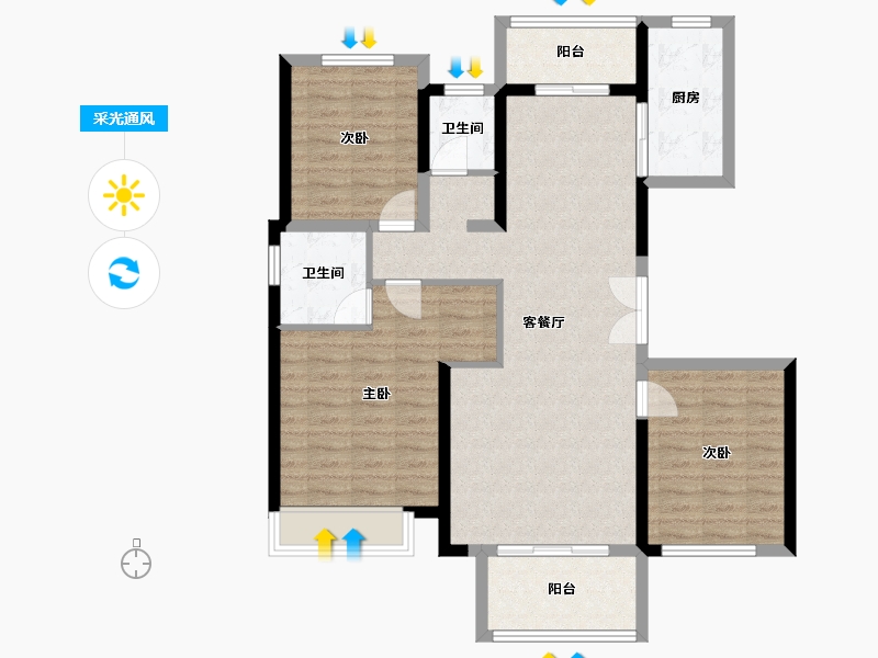 河南省-南阳市-新旭京华府[南苑]-100.04-户型库-采光通风