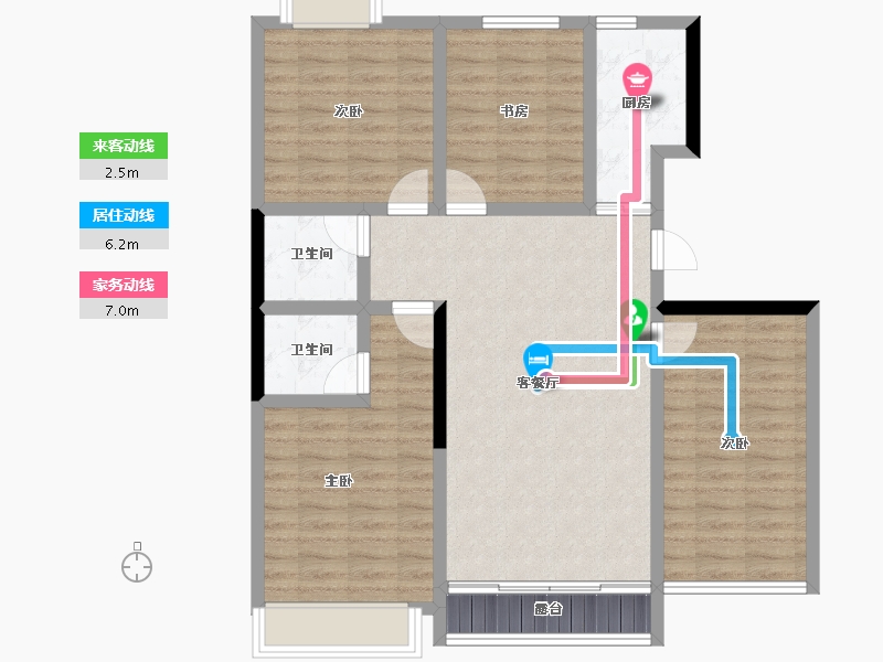 吉林省-吉林市-路弘·阳光铭苑-95.44-户型库-动静线