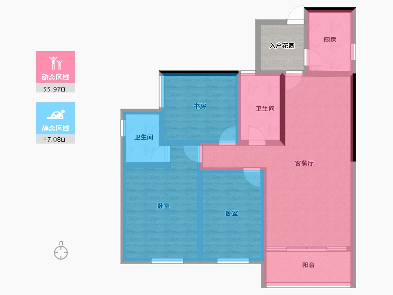 湖北省-咸宁市-领秀城银泉华府-96.07-户型库-动静分区