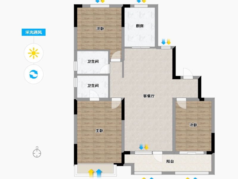 吉林省-吉林市-中海•铂悦公馆三期-113.76-户型库-采光通风