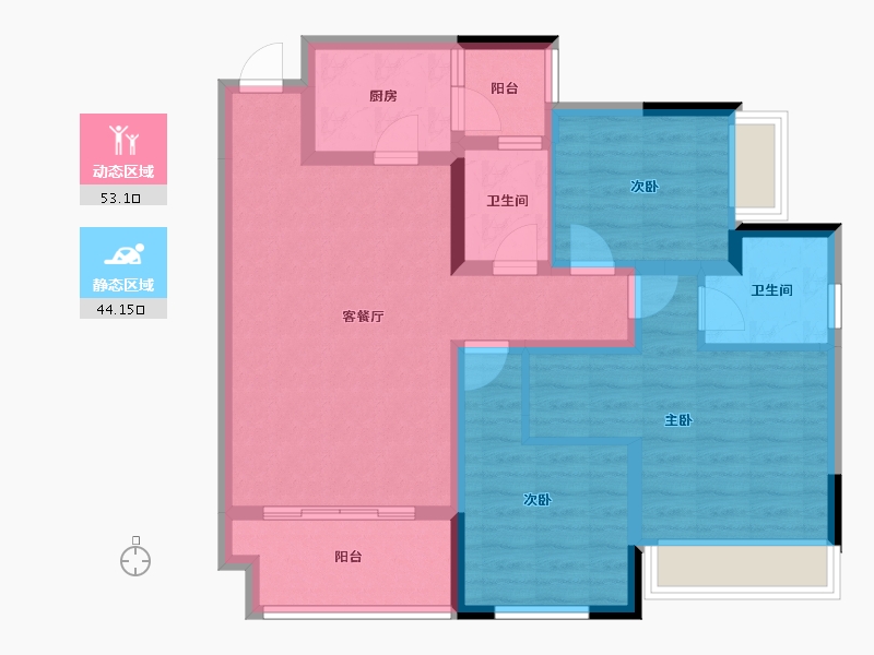 贵州省-黔东南苗族侗族自治州-中泓·依云美镇-85.94-户型库-动静分区