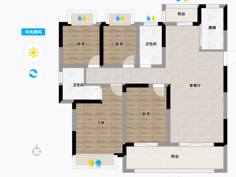 河南省-漯河市-泰威紫宸府-101.47-户型库-采光通风