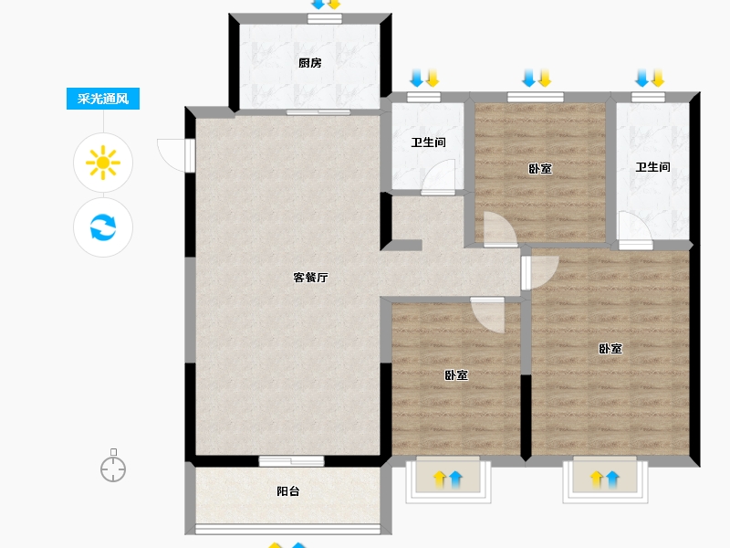 山东省-泰安市-保利·鲁坤岳麓府-100.00-户型库-采光通风