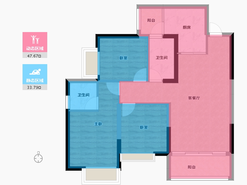 四川省-绵阳市-水岸江城枫叶雅居-72.49-户型库-动静分区