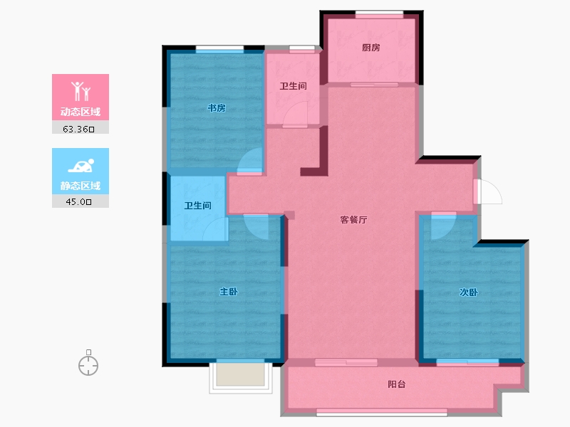 山东省-潍坊市-滨海弘润府-96.97-户型库-动静分区