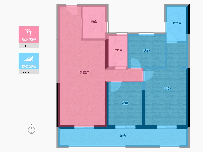 湖南省-衡阳市-祁东碧桂园翡翠华府-86.58-户型库-动静分区