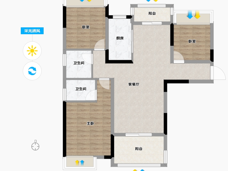 湖北省-荆门市-洋丰·凤凰香醍-92.22-户型库-采光通风