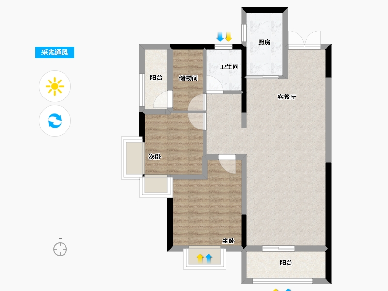 湖南省-衡阳市-中建和城壹品-75.17-户型库-采光通风