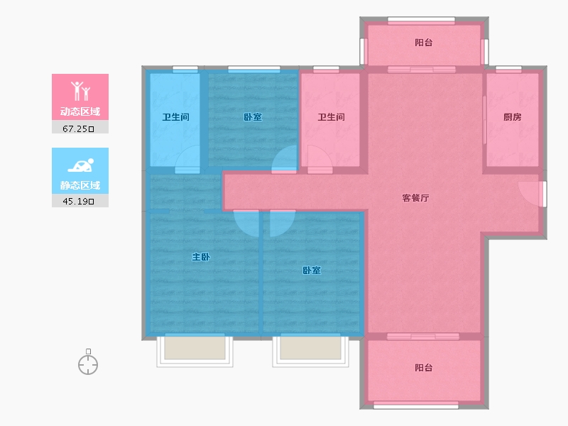 河南省-漯河市-昌建五悦里观璟-100.80-户型库-动静分区