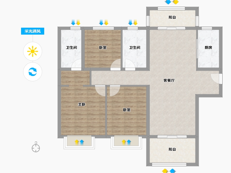 河南省-漯河市-昌建五悦里观璟-100.80-户型库-采光通风