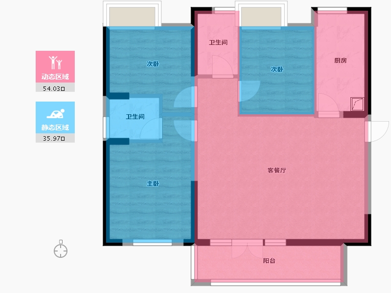 湖北省-咸宁市-兴旺学府-80.35-户型库-动静分区