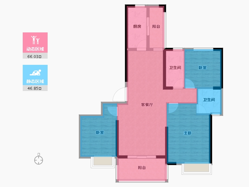 湖北省-荆州市-信达·江城壹号-101.35-户型库-动静分区