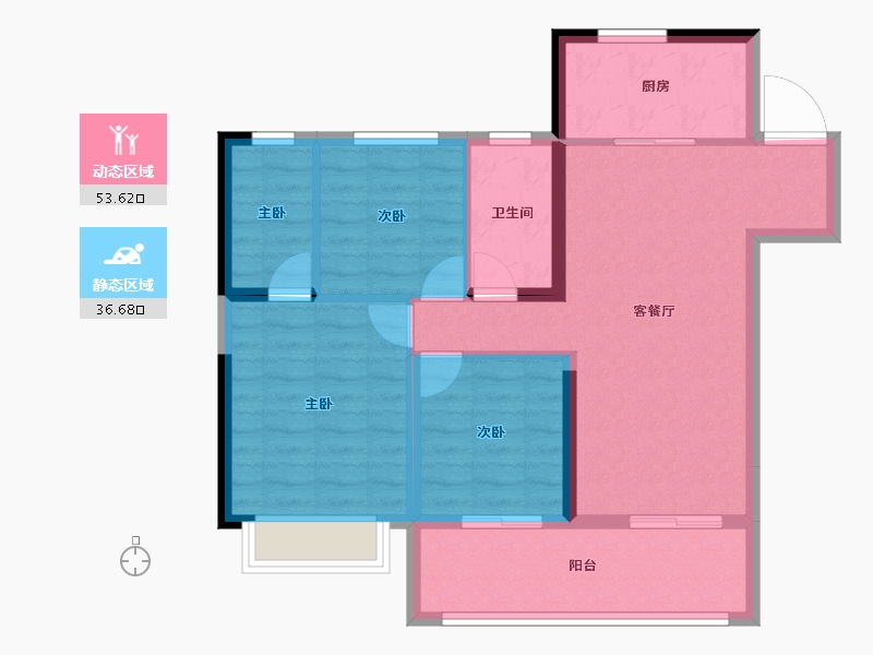 河南省-漯河市-昌建五悦里观璟-80.93-户型库-动静分区