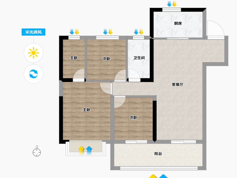 河南省-漯河市-昌建五悦里观璟-80.93-户型库-采光通风