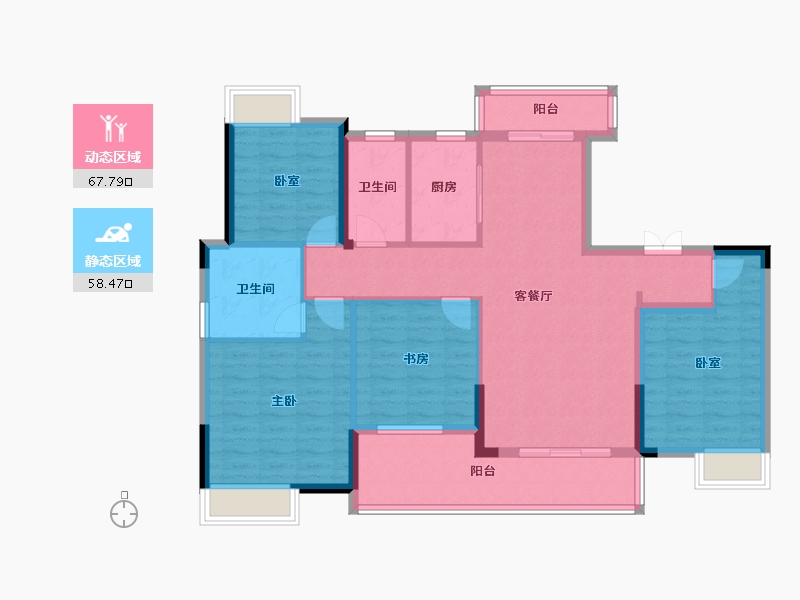 湖北省-荆门市-汇金中心·金樾府-113.36-户型库-动静分区