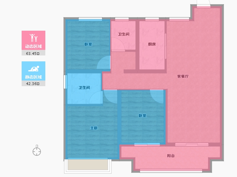 河南省-漯河市-昌建五悦里观璟-94.85-户型库-动静分区