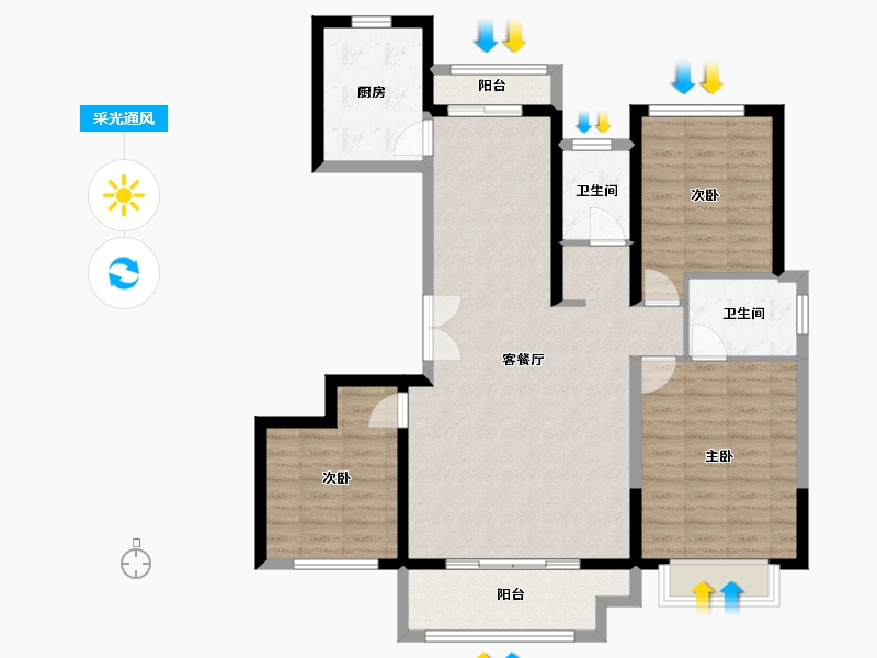 河南省-南阳市-新旭京华府[南苑]-104.13-户型库-采光通风