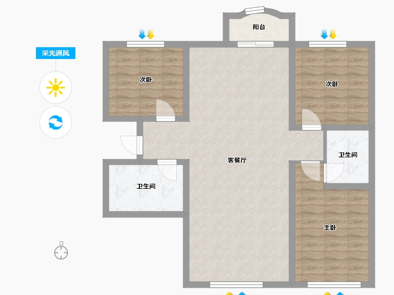 黑龙江省-齐齐哈尔市-中冶滨江半岛-90.57-户型库-采光通风