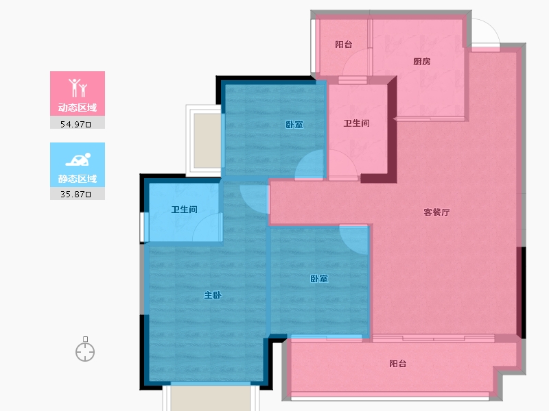 四川省-绵阳市-水岸江城枫叶雅居-82.05-户型库-动静分区