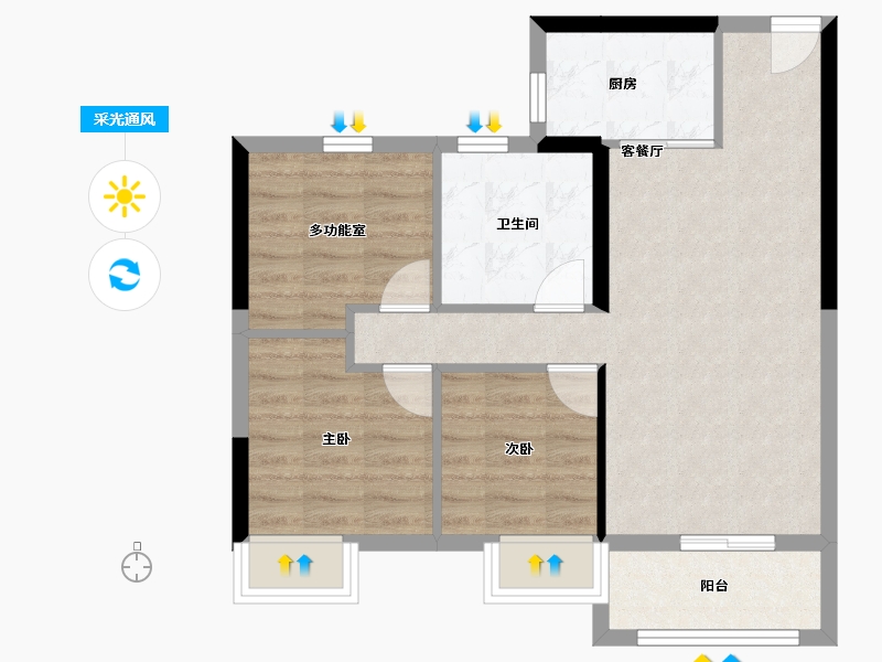 河北省-唐山市-唐山碧桂园凤凰星宸-65.12-户型库-采光通风