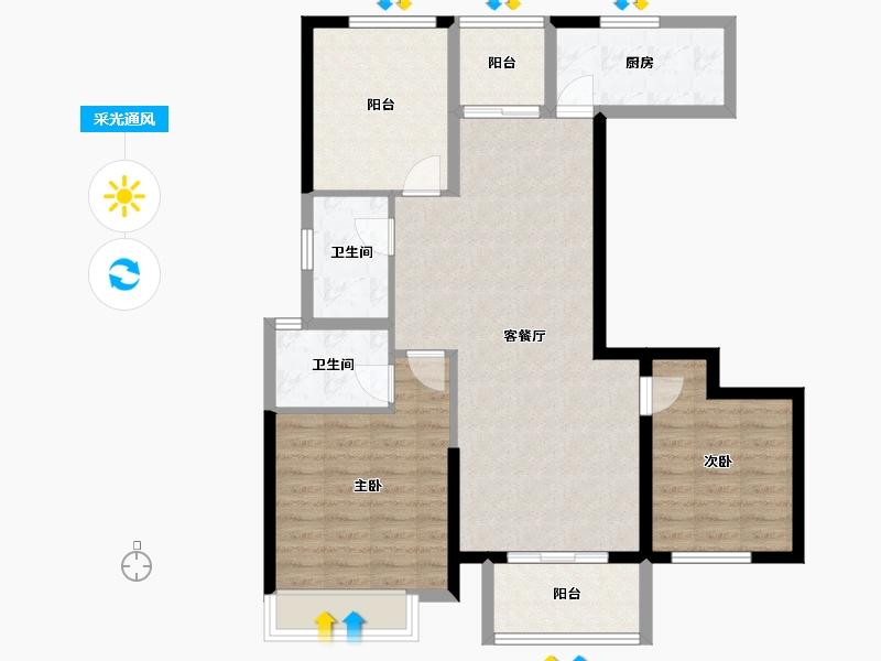 河南省-南阳市-新旭京华府[南苑]-91.77-户型库-采光通风