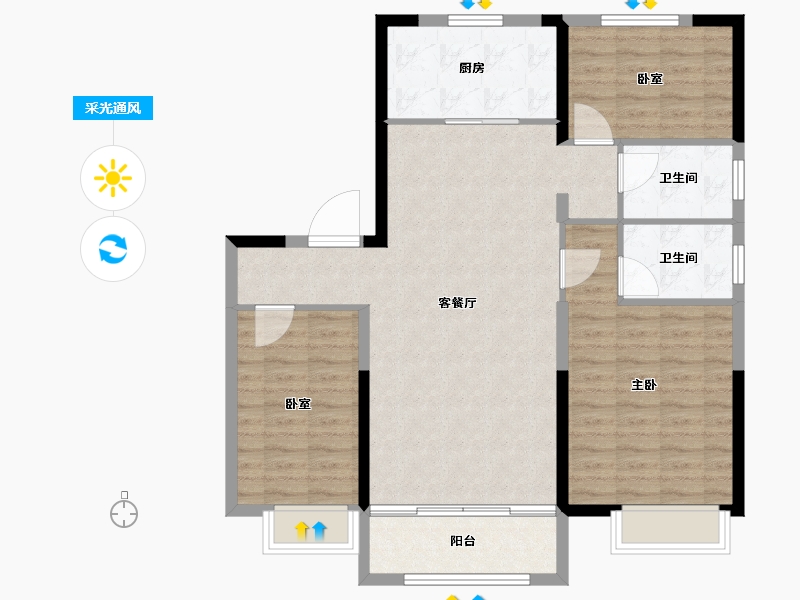 河北省-秦皇岛市-桂园·静雅芳庭-102.11-户型库-采光通风