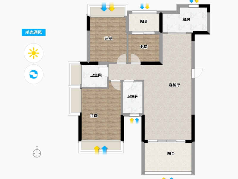 四川省-绵阳市-羌多娜溪院-93.29-户型库-采光通风