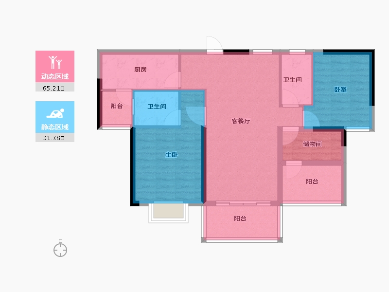 广西壮族自治区-崇左市-崇左碧桂园天誉-86.31-户型库-动静分区