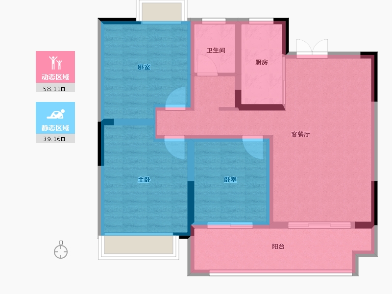 河南省-漯河市-泰威紫宸府-86.69-户型库-动静分区