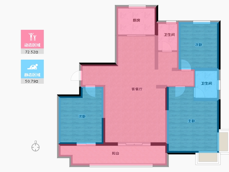 山东省-潍坊市-滨海弘润府-110.40-户型库-动静分区