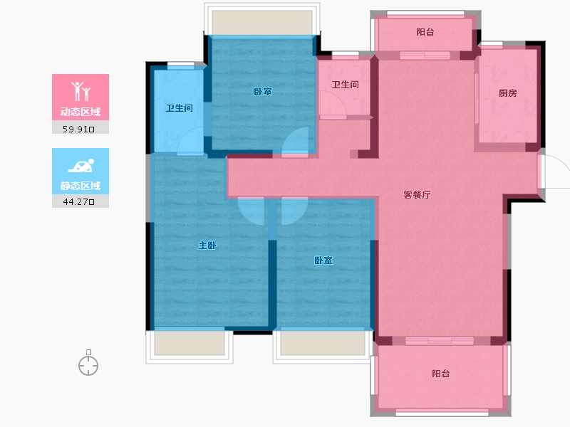 湖北省-荆门市-洋丰·凤凰香醍-92.70-户型库-动静分区