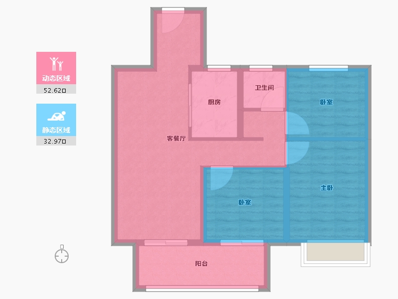 河南省-漯河市-昌建五悦里观璟-76.80-户型库-动静分区