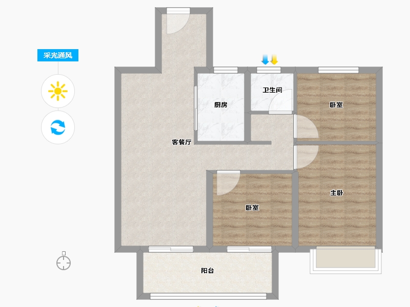 河南省-漯河市-昌建五悦里观璟-76.80-户型库-采光通风