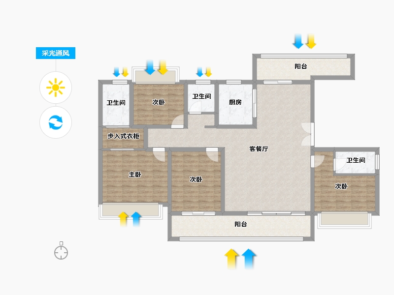 河南省-南阳市-新旭京华府[南苑]-135.66-户型库-采光通风