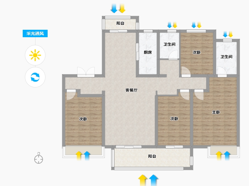 河南省-平顶山市-建业·森林半岛五期通和府-132.00-户型库-采光通风