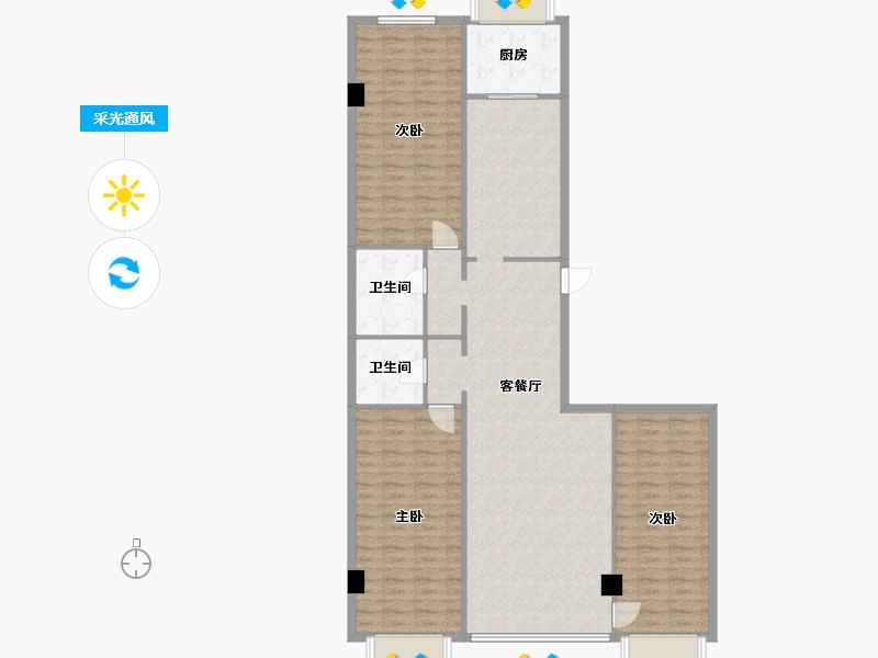 甘肃省-兰州市-陆都花园-151.00-户型库-采光通风