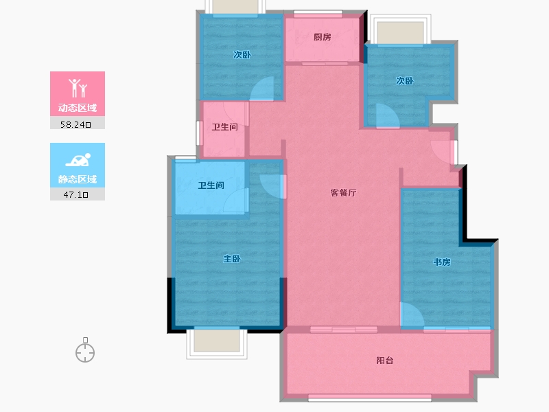 四川省-南充市-天恒蘭臺壹号-95.09-户型库-动静分区