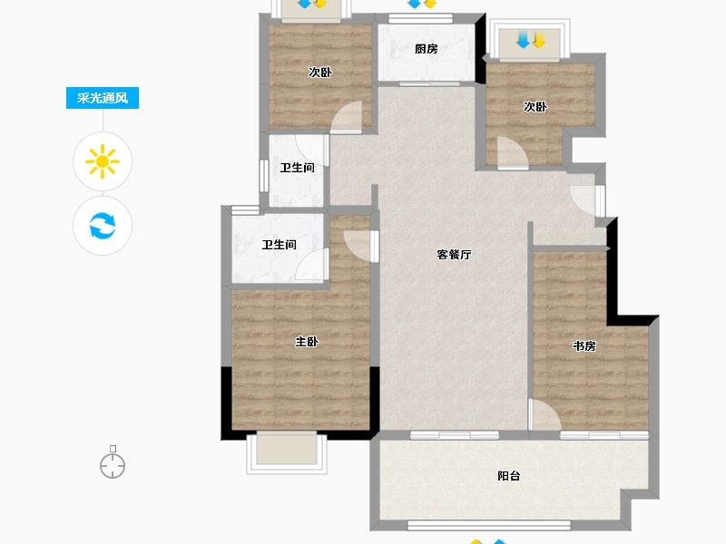 四川省-南充市-天恒蘭臺壹号-95.09-户型库-采光通风