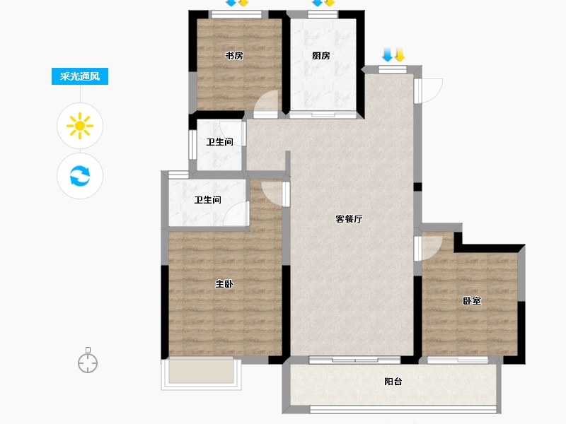 河南省-商丘市-中建观湖宸府-92.04-户型库-采光通风