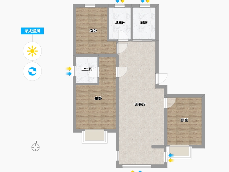 河北省-唐山市-秦和园-90.00-户型库-采光通风