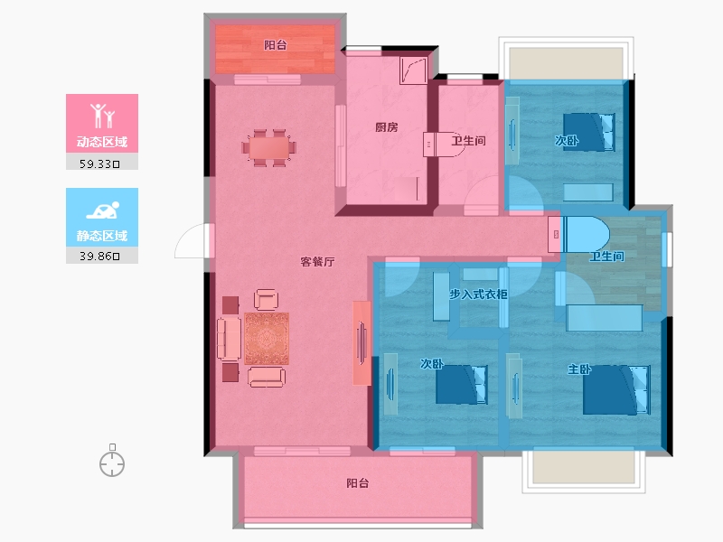 湖北省-荆州市-特发·幸福里-86.51-户型库-动静分区