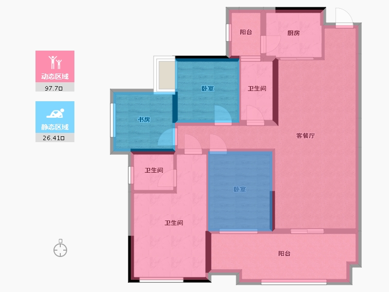 广西壮族自治区-玉林市-万昌东方韵-127.35-户型库-动静分区