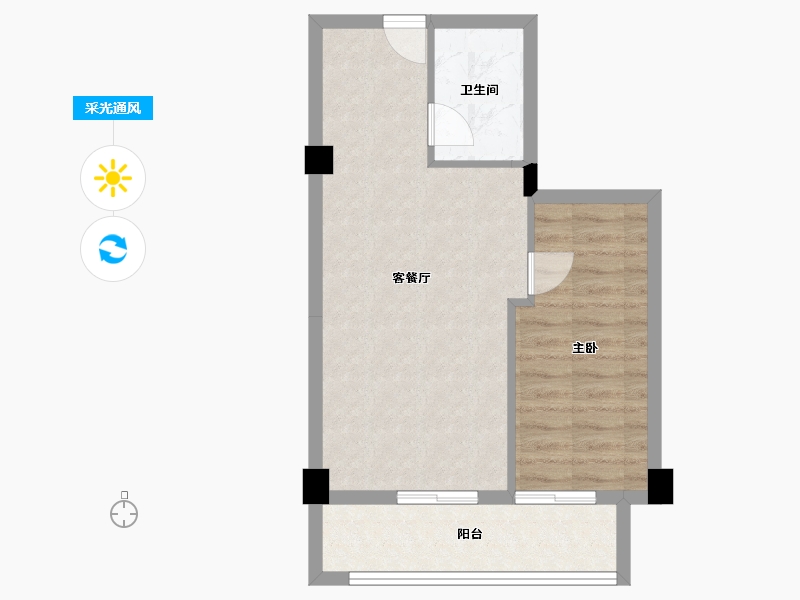 湖南省-长沙市-富力星光汇-51.37-户型库-采光通风