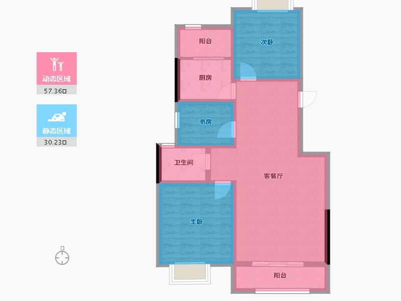 湖北省-荆州市-凯瑞华府-77.71-户型库-动静分区