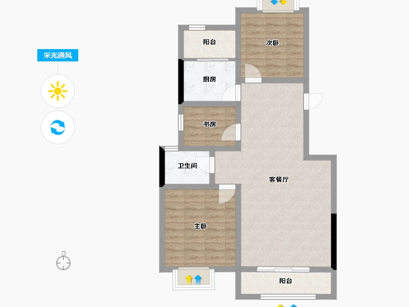 湖北省-荆州市-凯瑞华府-77.71-户型库-采光通风